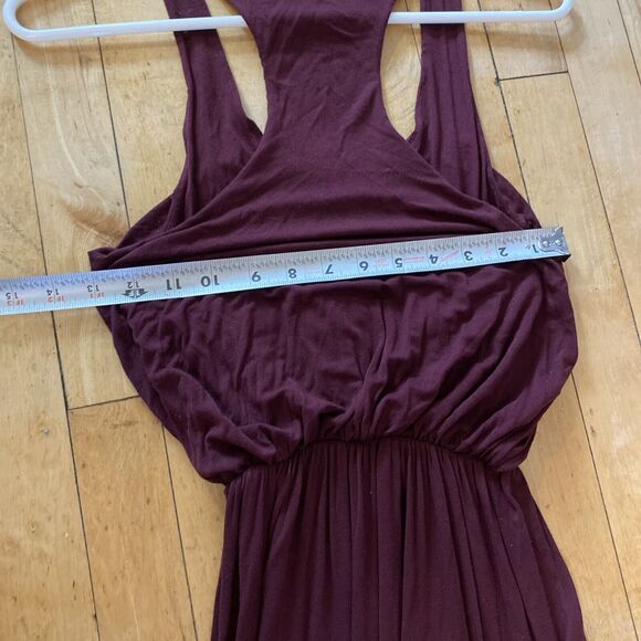 Lush Maxi Dress Sleeveless Surplice Neckline Pleated Plum Deep V Neck Purple S - Picture 10 of 11